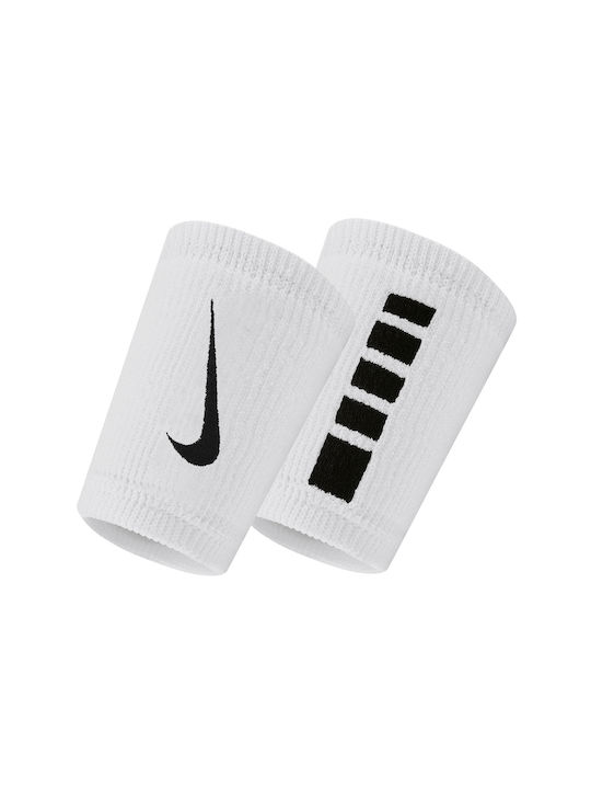 Nike Elite Doublewide Athletic Wristbands White 2 Pack