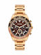 Breeze Defacto Damen Uhr Chronograph mit Rose Gold Metallarmband