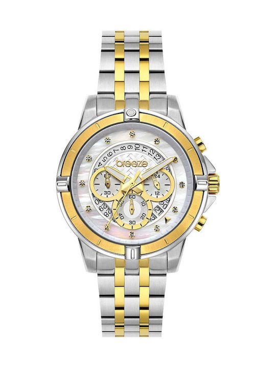 Breeze Divinia Damen Uhr Chronograph mit Silber Metallarmband