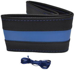 Otom Κάλυμμα Τιμονιού Αυτοκινήτου Otom Stitching Ραφτό με Διάμετρο 37-39εκ. από Δερματίνη Μαύρο με Μπλε Ραφή