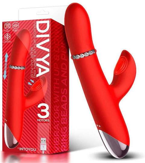 IntoYou Divya Δονητής Rabbit Vibrator With Up & Down Ring Red