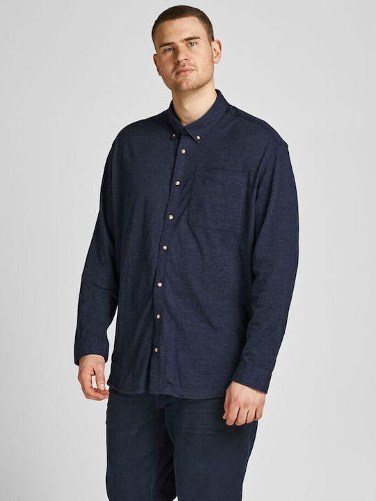 Jack & Jones Men's Shirt Long Sleeve Cotton Navy Blue