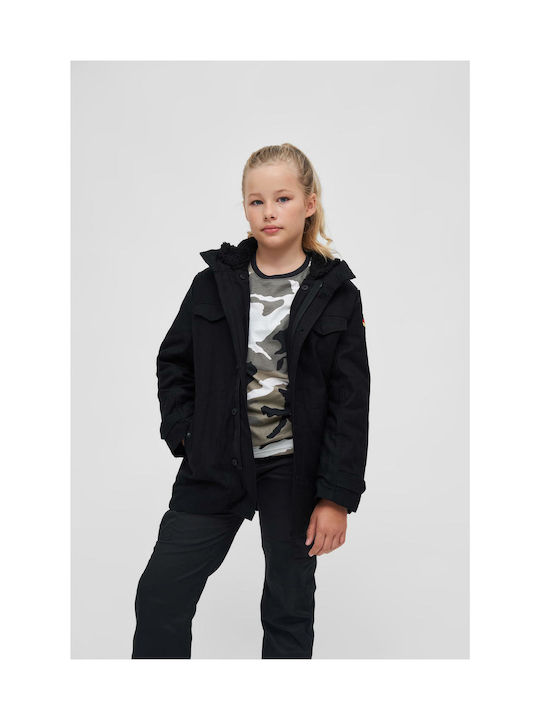 Brandit Kids Parka Long Hooded Black