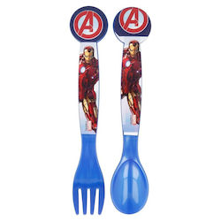 Stor Set pentru bebeluși cu Furculiță Avengers Rolling Thunder Albastru 2buc