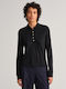 Gant Women's Polo Blouse Long Sleeve Black