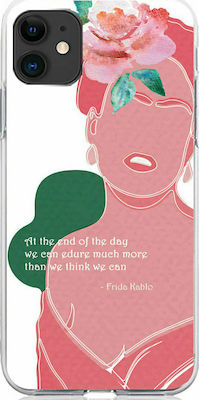 Frida Kahlo Pink Apple iPhone 11 Silicone Case (Clear TPU)