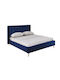Passion Double Bed Upholstered with Blue Fabric for Mattress 160x200cm E8803,3