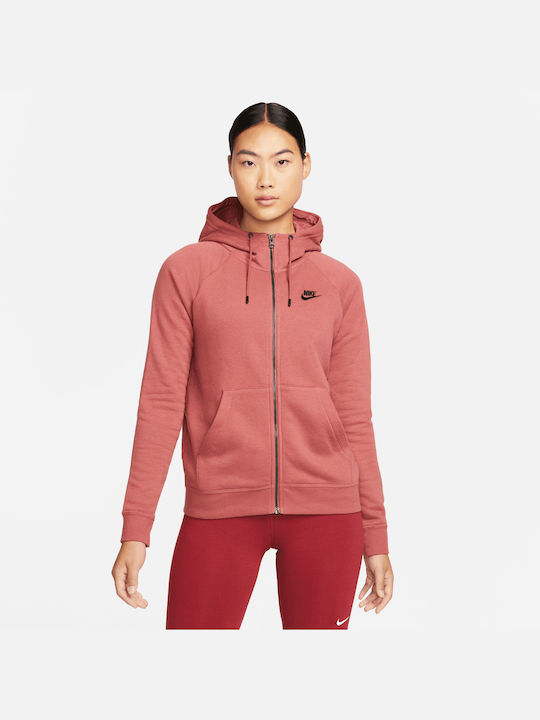 Nike Sportswear Essential Γυναικεία Ζακέτα Φούτερ με Κουκούλα Canyon Rust