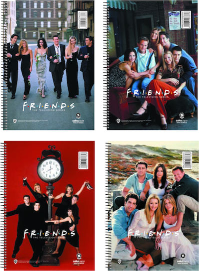 Salko Paper Spiral Caiet Cu dungi A4 120 de Foi 4 de Subiecte Friends 1buc (Diverse modele/culori)