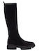 Suede Women's Boots with Zipper Black