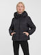 Vero Moda Women's Short Puffer Jacket for Winter with Hood Black