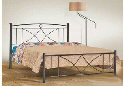 Sikinos Bed Queen Metal Rust with Slats & Mattress 160x200cm
