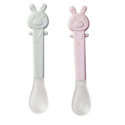 Saro Baby Set with Spoons made of Plastic for 6+ months Pink-Grey 2pcs