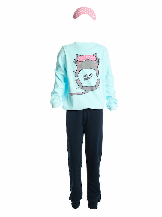 Joyce Forever Dreams Set Top & Bottom Kids Winter Pyjamas Turquoise