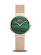 Bering Time Класически Дамски Часовник 31mm Кварцов с Розово Злато Метална Верижка