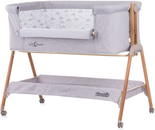 Chipolino Люлка Sweet Dreams с Матрак, Странично Отваряне и Колела Grey - Wood