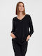 Vero Moda Women's Sweater with 3/4 Sleeve & V Neckline Black