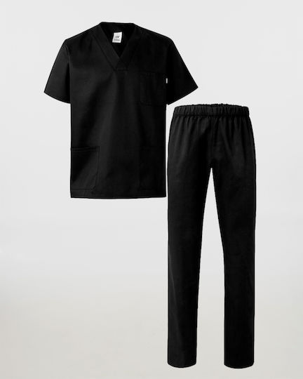 Velilla Caminera Unisex Σετ Ιατρικό Παντελόνι και Μπλούζα Μαύρο από Βαμβάκι και Πολυεστέρα