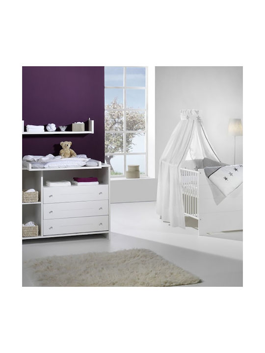 Schardt Eco Stripe Σετ Βρεφικού Δωματίου με Κρεβάτι, Συρταριέρα & Στρώμα (Χωρίς Τραβέρσες) Λευκό / Λευκό