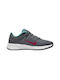 Revolution 6 Flyease Kids Sports Shoes Running with Laces Smoke Grey / Washed Teal / Siren Red