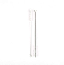 Karan ES210112-06 Metallisch Reinigungsbürsten mit Handgriff für Strohhalme Silber 2Stück