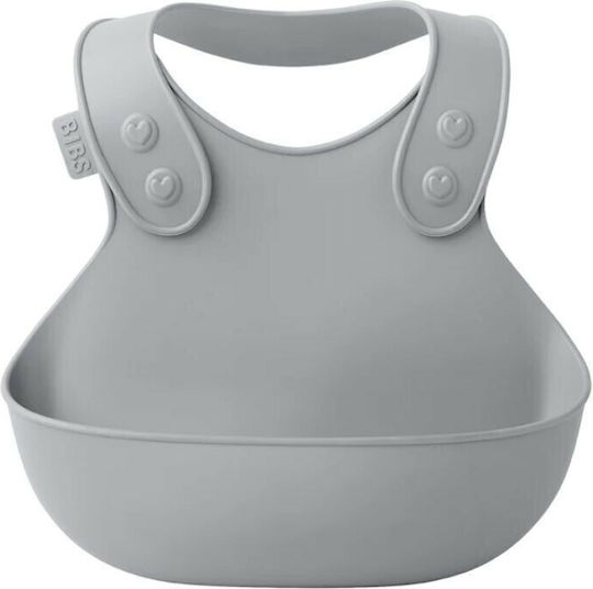 Bibs Overall Waterproof Bib Silicone with Button & Pocket Gray