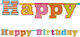 PartyDeco Happy Birthday Banner pentru Petrecere 1buc