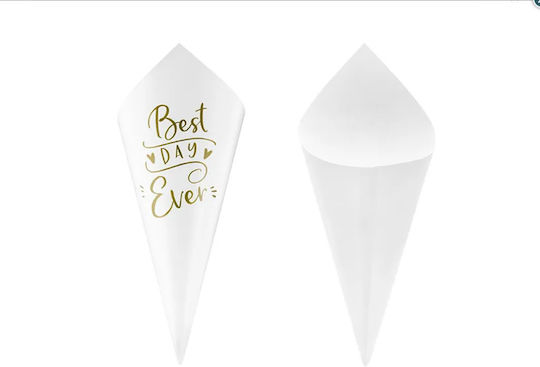 PartyDeco Χωνάκι Ρυζιού Best Day Ever 10τμχ 16cm