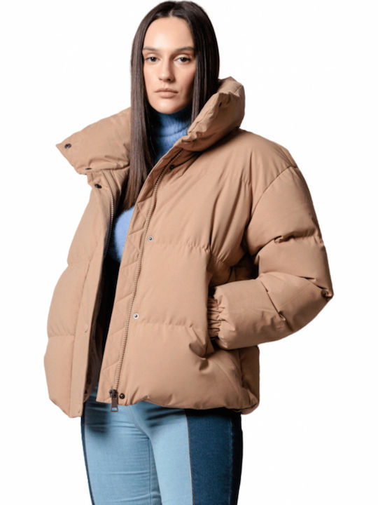Kurz Damen Puffer Jacke für Winter Beige
