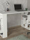 Desk Line Wooden with Bookshelf White 140x60x74cm