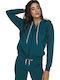 Women's Sweatshirt Jacket Hooded Petrol