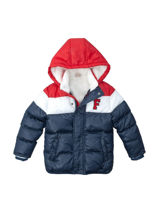 Kids' Casual Jacket Short with Lining & Hood Navy Blue