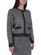 Kurze Gestrickte Damen Strickjacke mit Reissverschluss Weiß