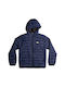 Quiksilver Kids Quilted Jacket short Hooded Navy Blue Boys Scaly