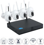 GloboStar Integrated CCTV System Wi-Fi with 4 Wireless Cameras 1080p