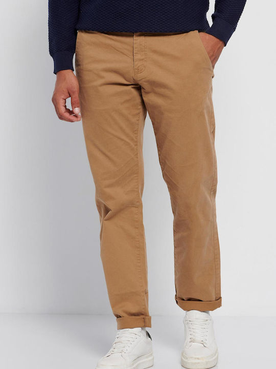 Funky Buddha Men's Trousers Chino in Regular Fit Tobacco