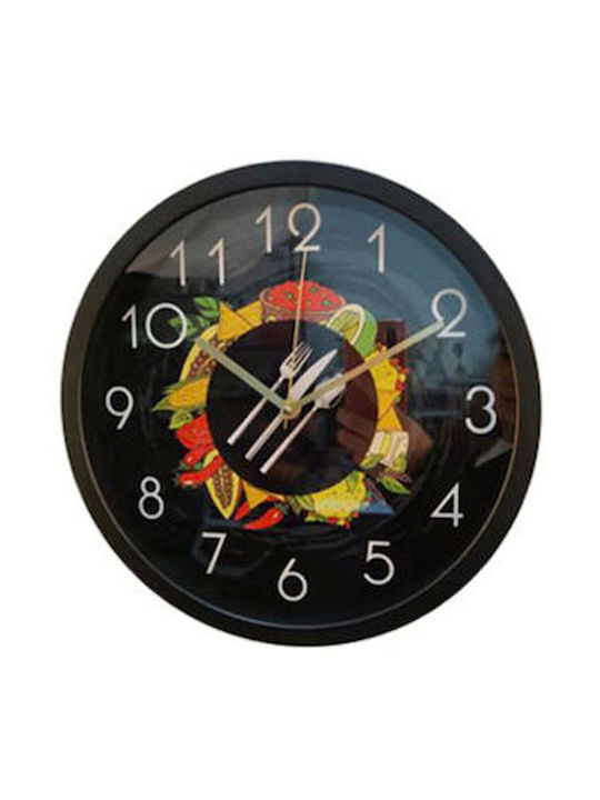 Wall Clock Plastic Black Ø30cm