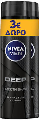Nivea Men Deep Black Carbon Αφρός Ξυρίσματος 2 x 200ml