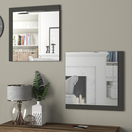 ArteLibre Ahsa Wall Mirror with Gray Plastic Frame 60x60cm 2pcs