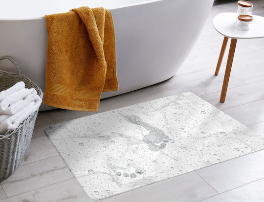 Douceur d'Intérieur Badematte Synthetisch,Polyester/Cotton/Leather Rechteckig Diatomite Imprimee Aqua 1801451 Aqua 35x45cm