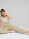 Puma Women's Crop Top Cotton Short Sleeve Beige