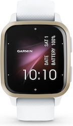 Garmin Venu Sq 2 Aluminium 40mm Waterproof Smartwatch with Heart Rate Monitor (Cream Gold Aluminum Bezel with White Case and Silicone Band)