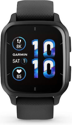 Garmin Venu Sq 2 Music Edition Aluminium 40mm Waterproof Smartwatch with Heart Rate Monitor (Slate Aluminium Bezel with Black Case and Silicone Band)