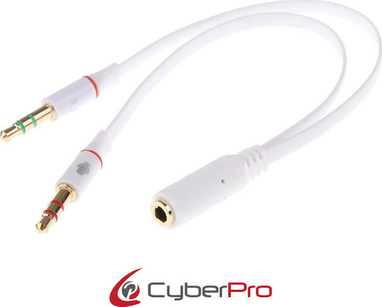 CyberPro Μετατροπέας 3.5mm 2x male σε 3.5mm female Λευκό (CP-M.AUD.COMB)