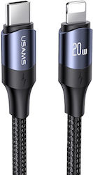 Usams US-SJ521 Braided USB-C to Lightning Cable 20W Μαύρο 1.2m (SJ521USB01)
