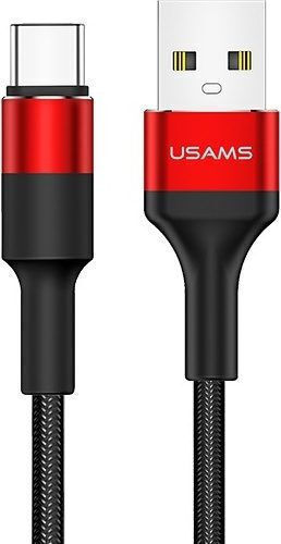 Usams US-SJ221 Плетен USB 2.0 Кабел USB-C Мъжки - USB-A Червен 1.2м SJ221TC02