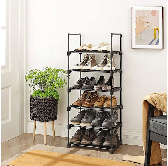 Organizator Pantofi Metalic cu 6 Rafturi Negru 45x30x106cm LSA23BK