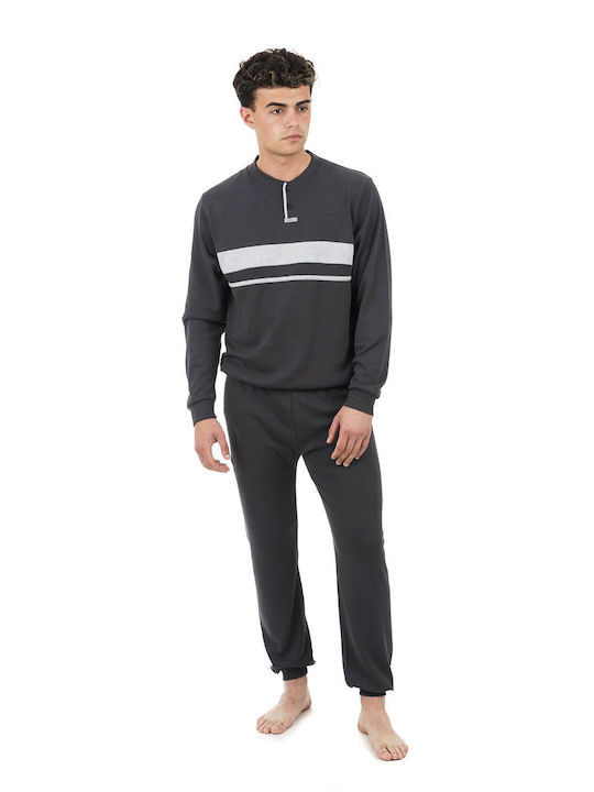 Billy - Men's Winter Pyjamas 100% Cotton (B193-ANTHRACITE) Anthracite