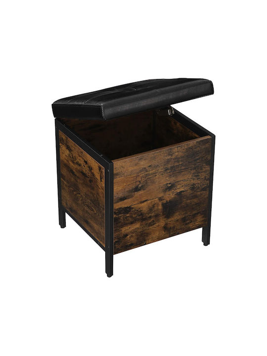 Stool For Living Room With Storage Space Metallic Black 40x40x50cm