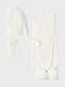 Kids Beanie Set with Scarf & Gloves Knitted White